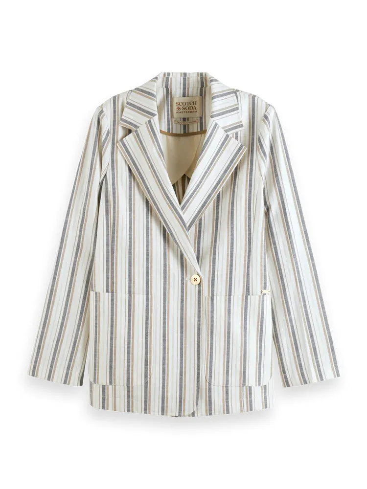 Lurex Linen Blend Stripe Blazer