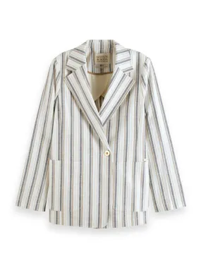 Lurex Linen Blend Stripe Blazer