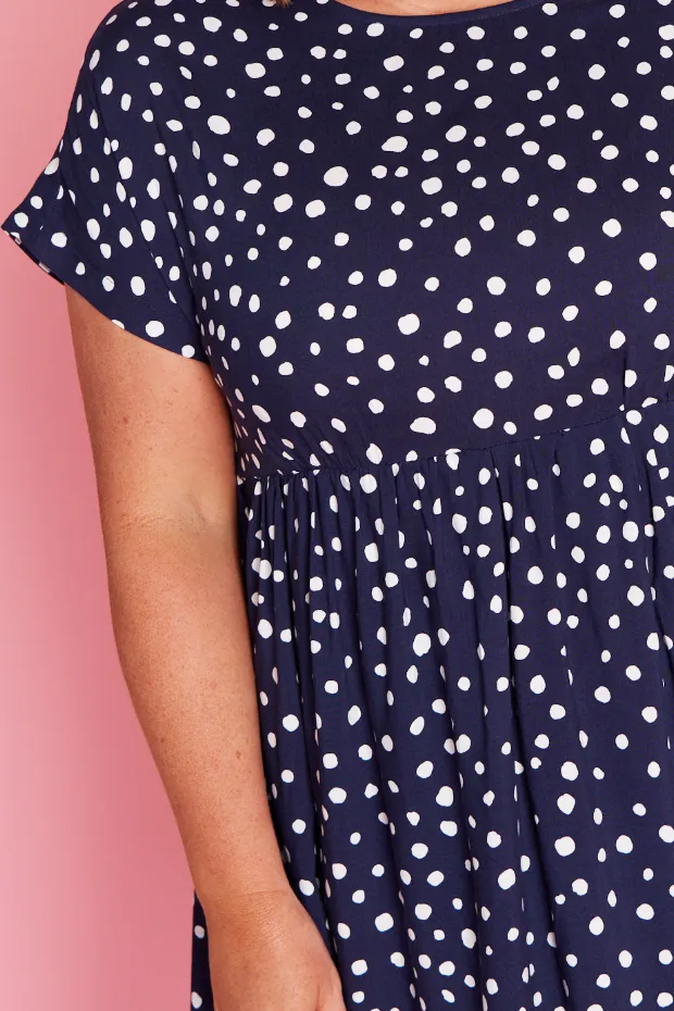 Malia Navy & White Flecks Dress