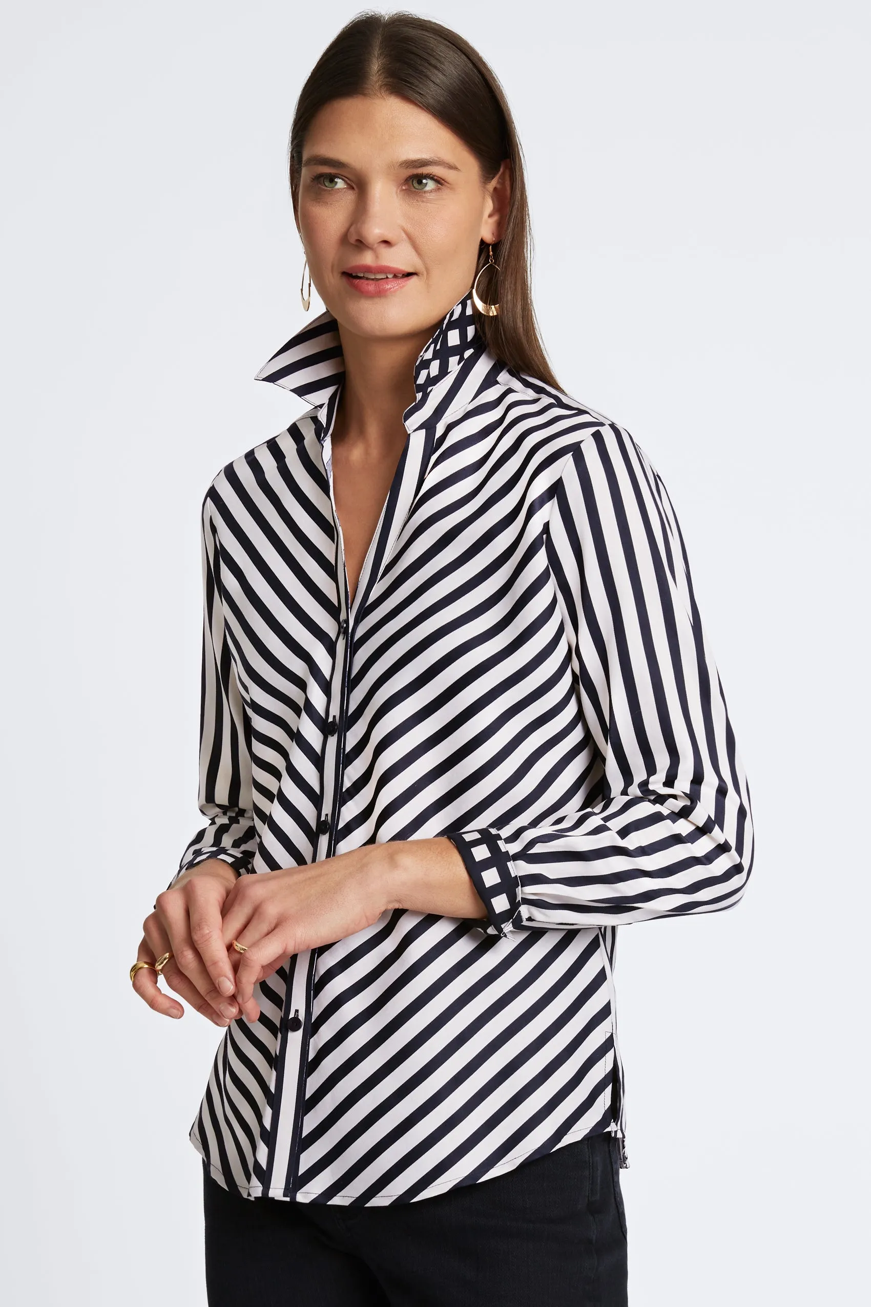 Mary No Iron Stripe & Gingham Shirt