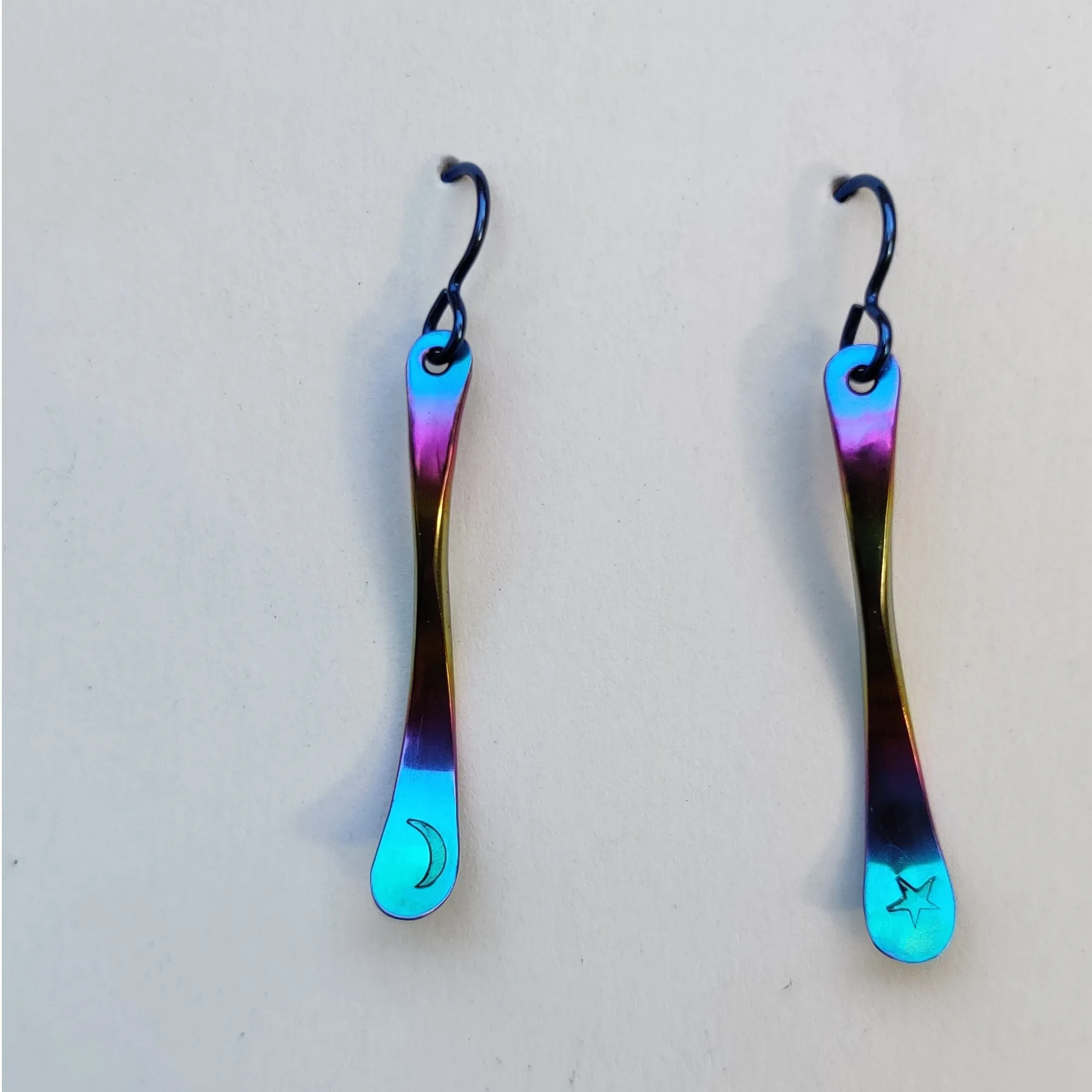 Moon Star Earrings In Rainbow Niobium