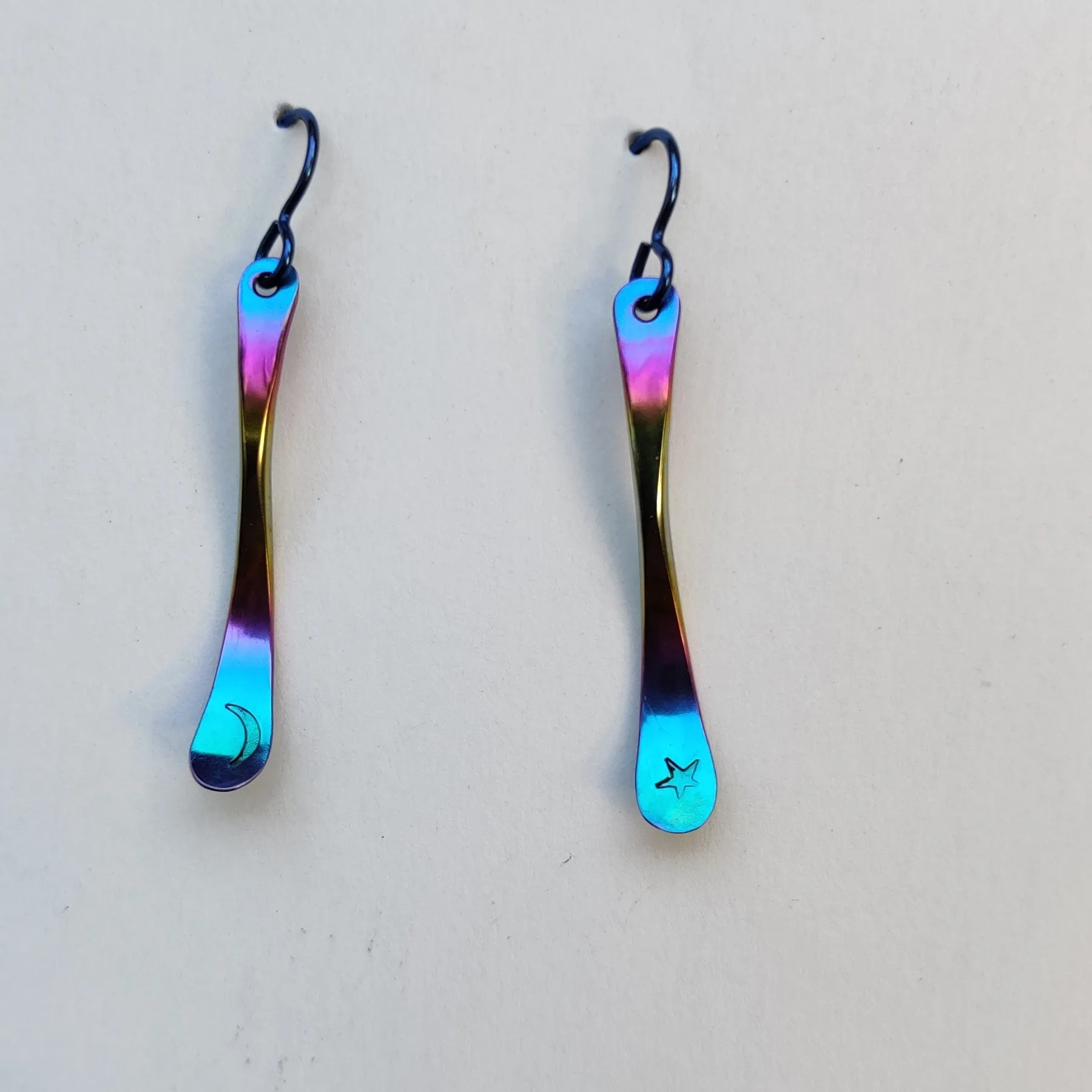 Moon Star Earrings In Rainbow Niobium