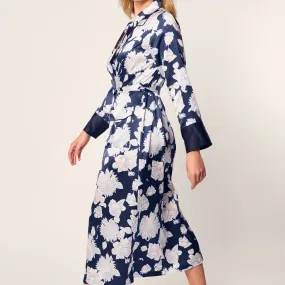 Mulberry Silk Robe Midnight Blooms