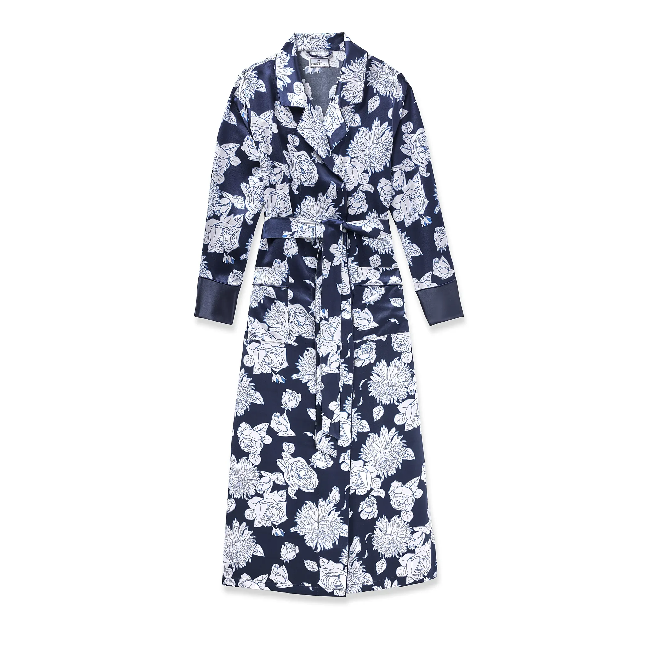 Mulberry Silk Robe Midnight Blooms