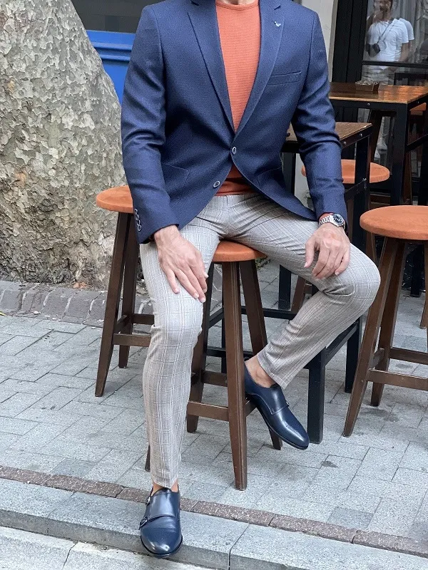 Navy Blue Slim Fit Blazer by GentWith.com | Free Worldwide Shipping