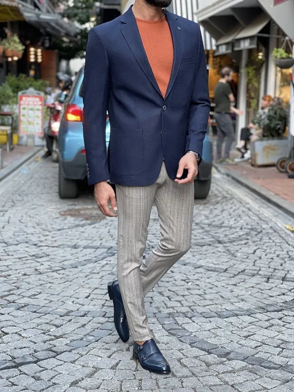Navy Blue Slim Fit Blazer by GentWith.com | Free Worldwide Shipping