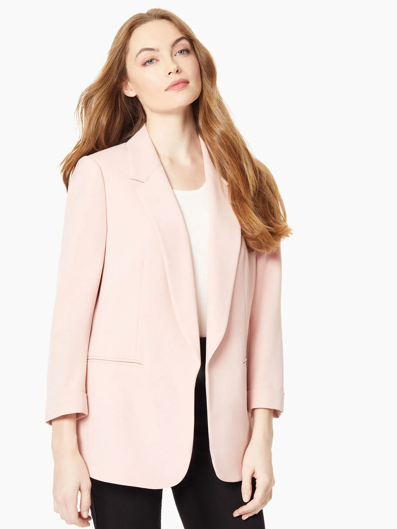 Notch Collar Rolled Cuff Bi-Stretch Blazer