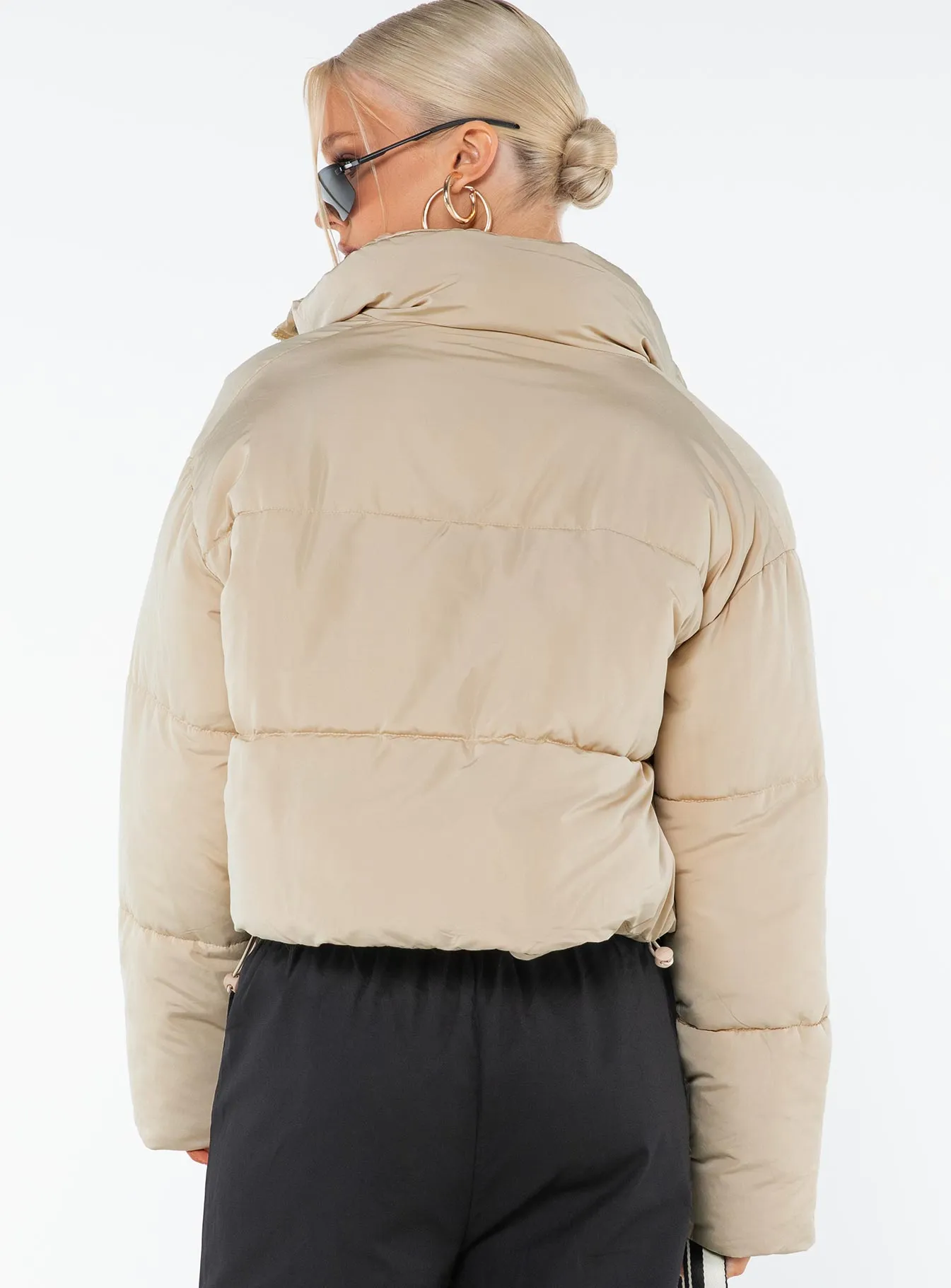 Oakvale Cropped Puffer Jacket Beige