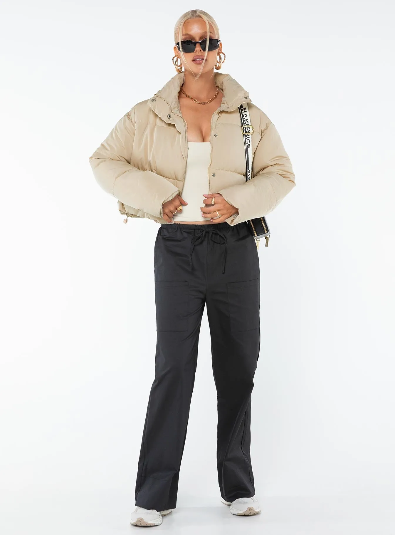 Oakvale Cropped Puffer Jacket Beige