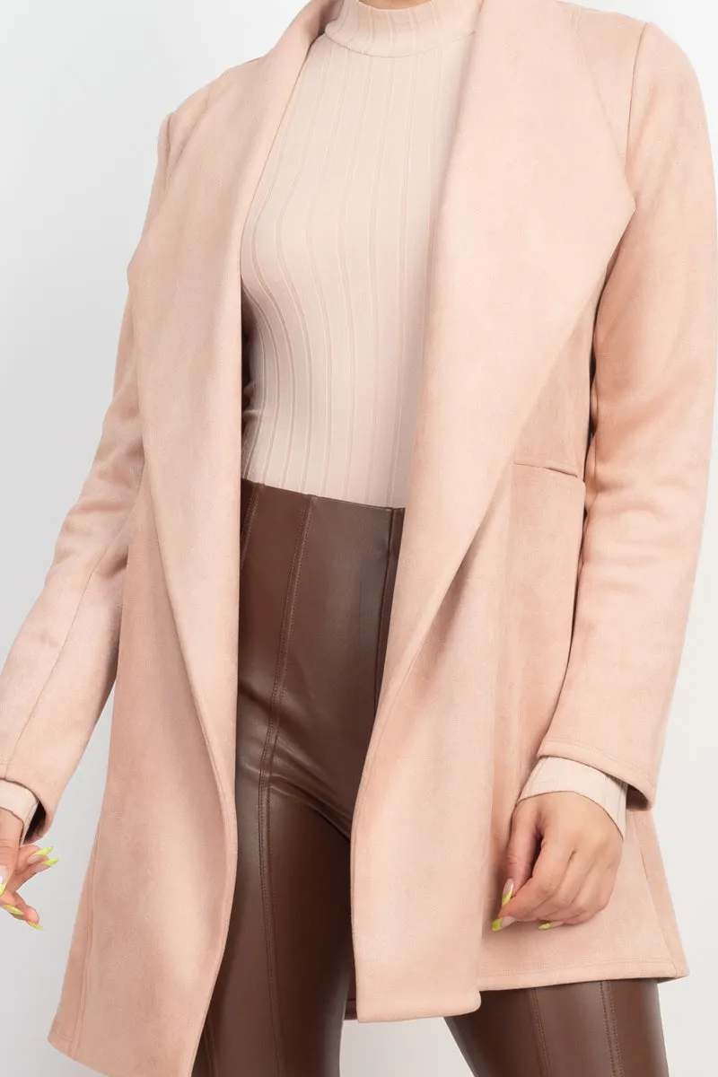 OPEN FRONT SUEDE BLAZER