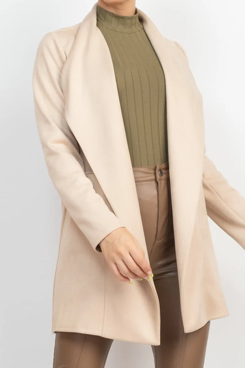 OPEN FRONT SUEDE BLAZER