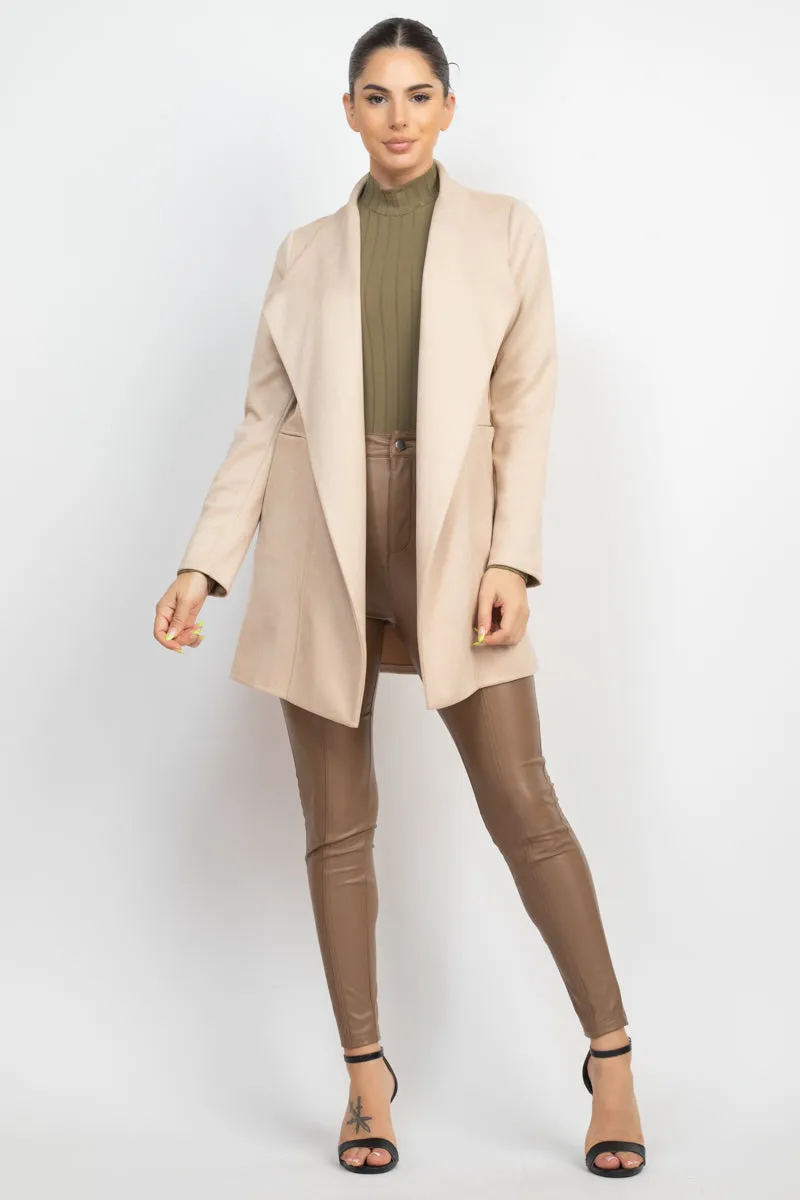 OPEN FRONT SUEDE BLAZER