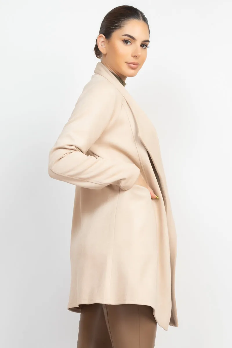 OPEN FRONT SUEDE BLAZER