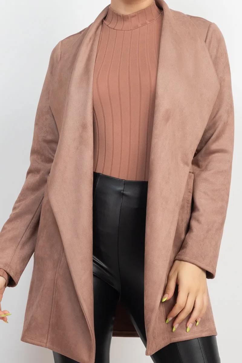 OPEN FRONT SUEDE BLAZER