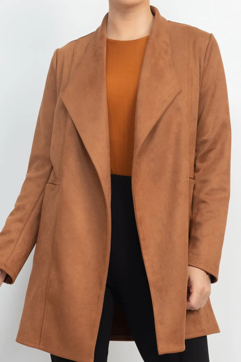 OPEN FRONT SUEDE BLAZER