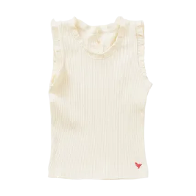 Organic Ruffle Rib Tank, Antique White