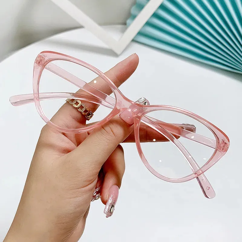 Personality Cat Eye Glasses Women Men Anti Blue Light Triangle Frame Party Computer Game  Protection Eye Eyeglasses