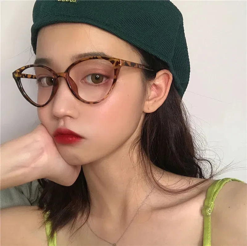 Personality Cat Eye Glasses Women Men Anti Blue Light Triangle Frame Party Computer Game  Protection Eye Eyeglasses