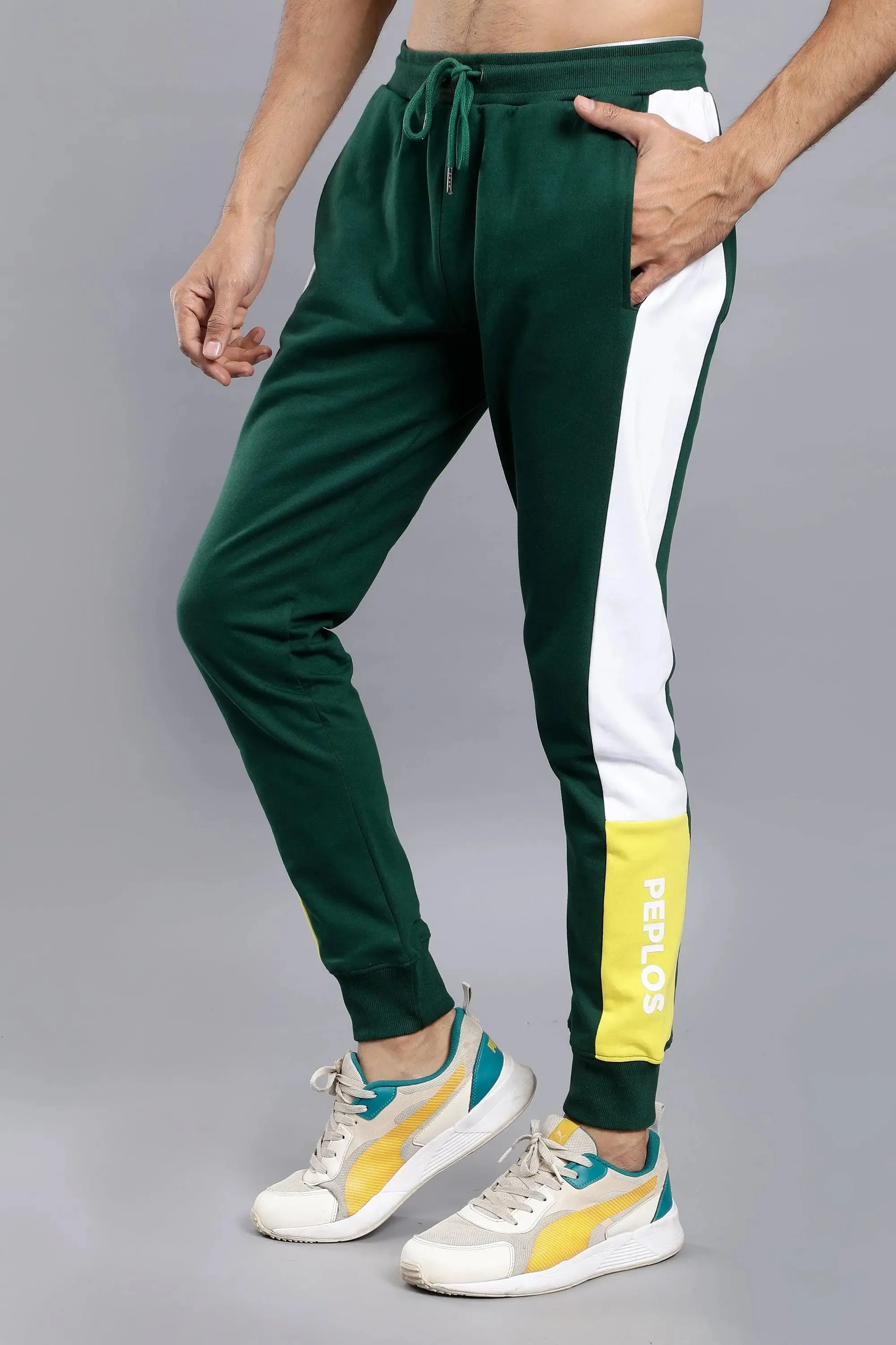 Regular Fit Green Premium Joggers For Men