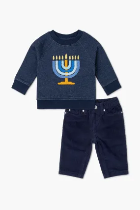 SALE - Embroidered Sweatshirt Corduroy Pant Bundle_Dreidel Dreidel
