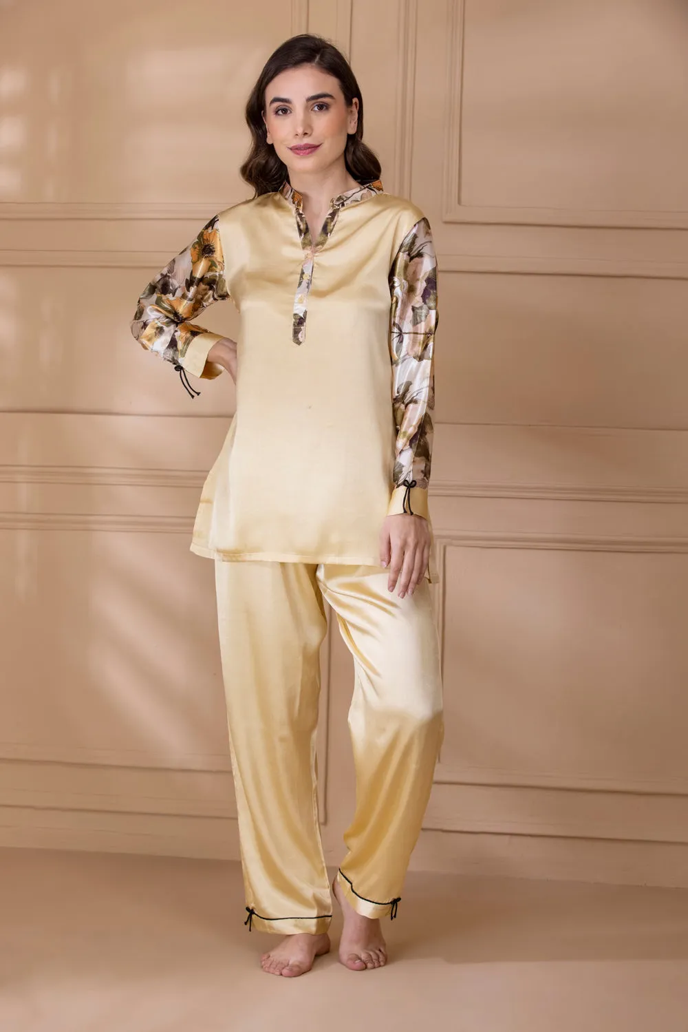 Satin Night suit in gold