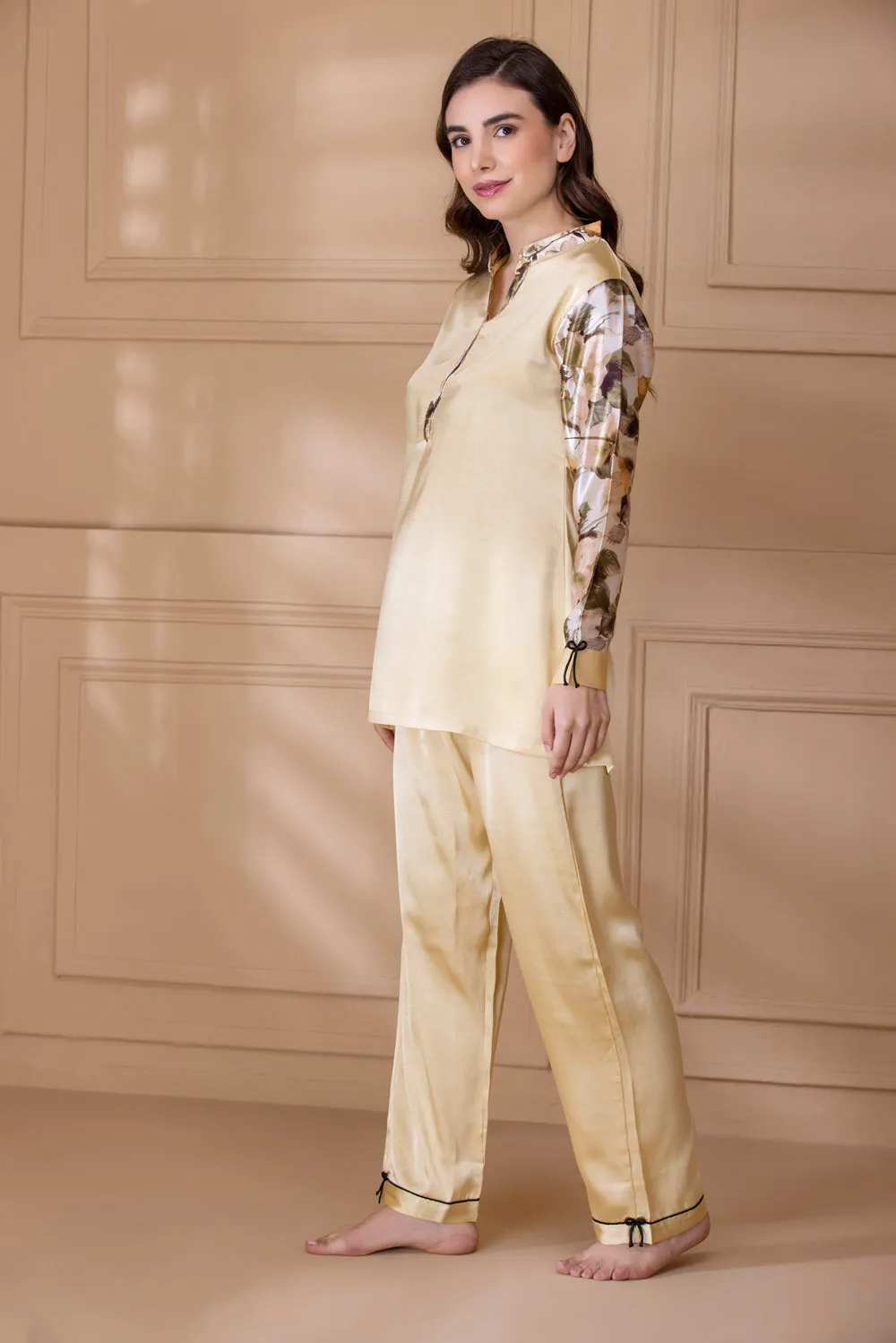 Satin Night suit in gold
