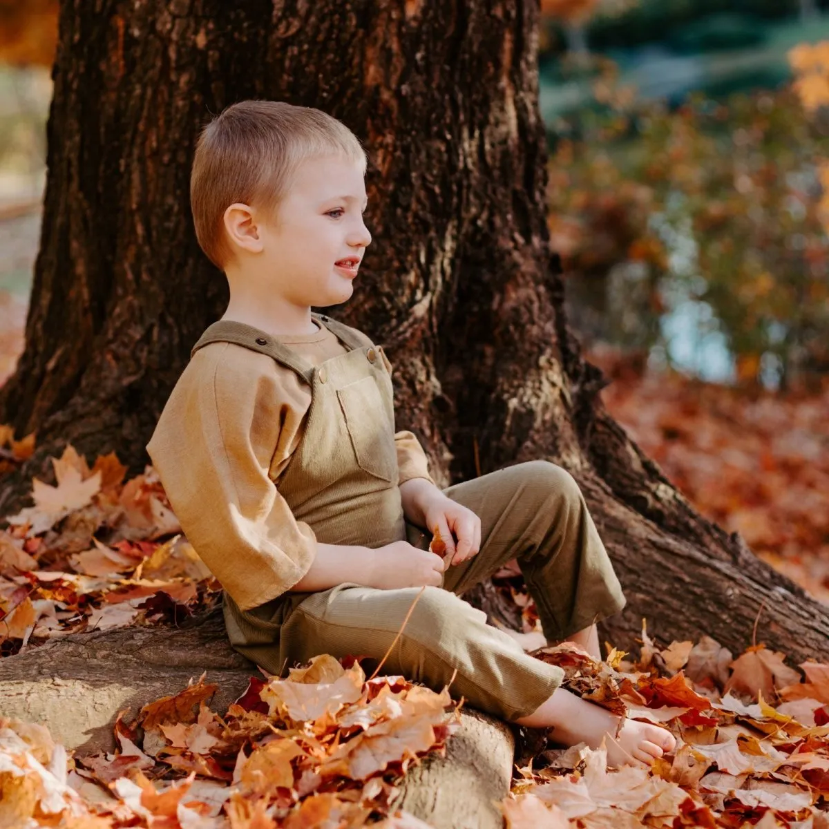 Seedling Green Organic Corduroy Overalls