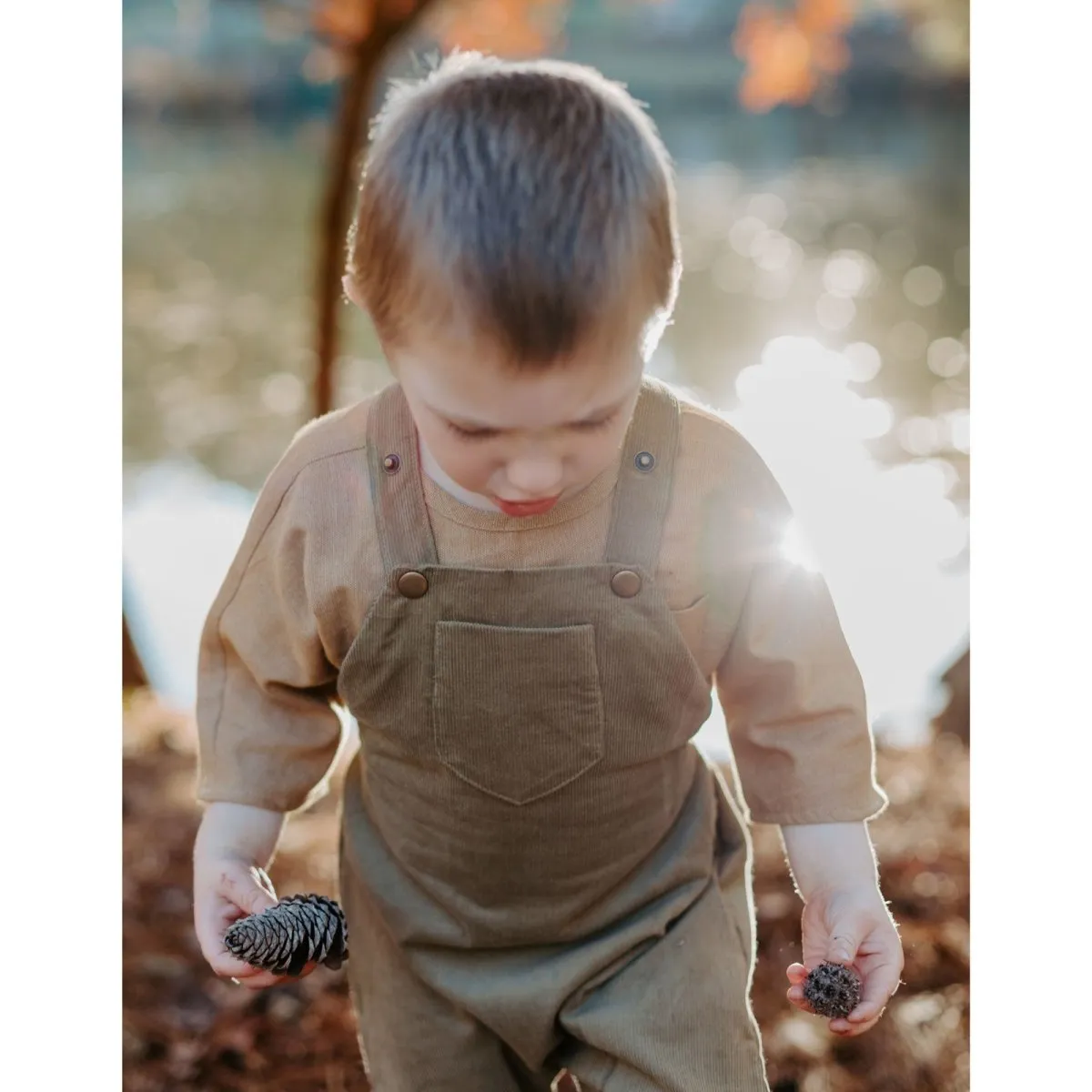 Seedling Green Organic Corduroy Overalls