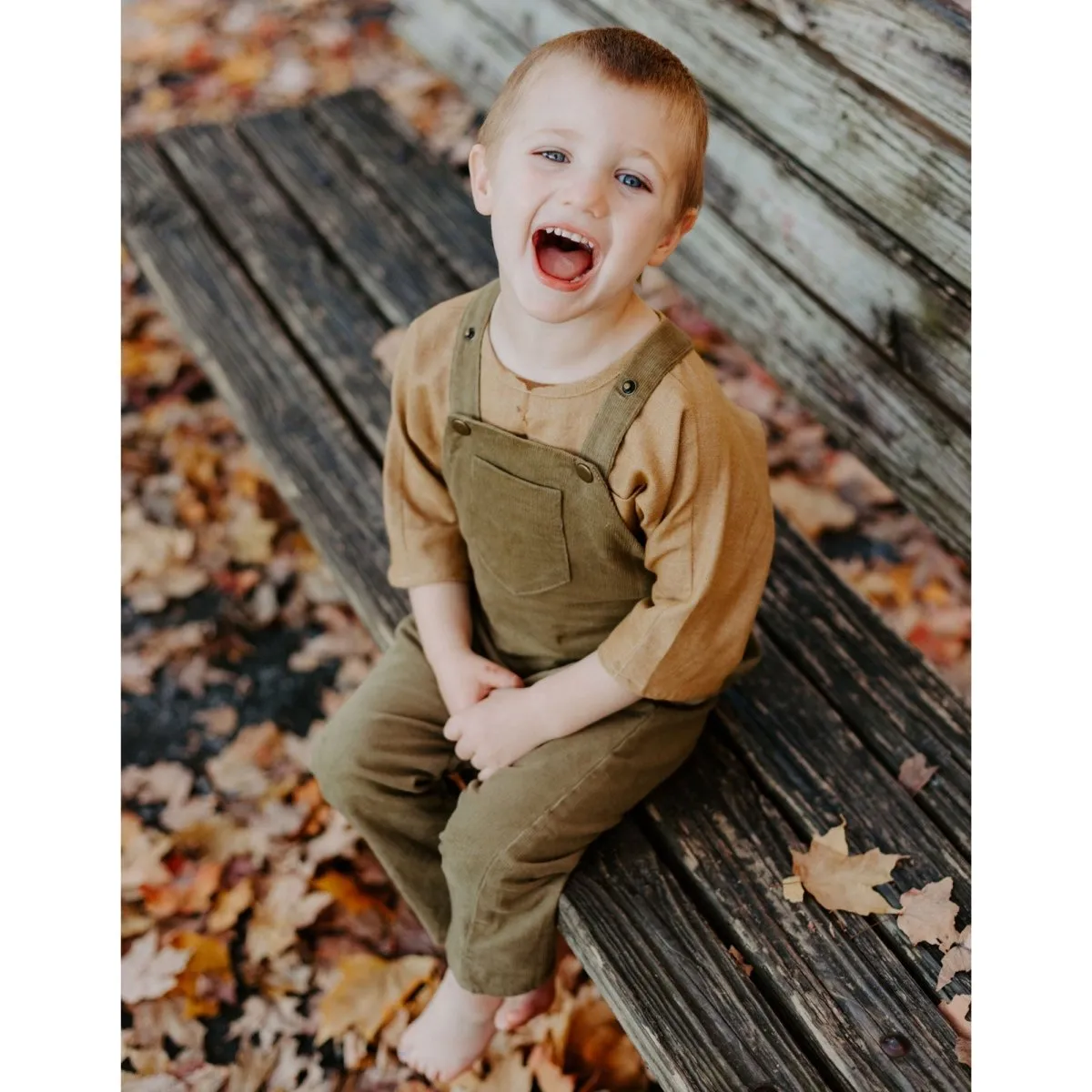 Seedling Green Organic Corduroy Overalls