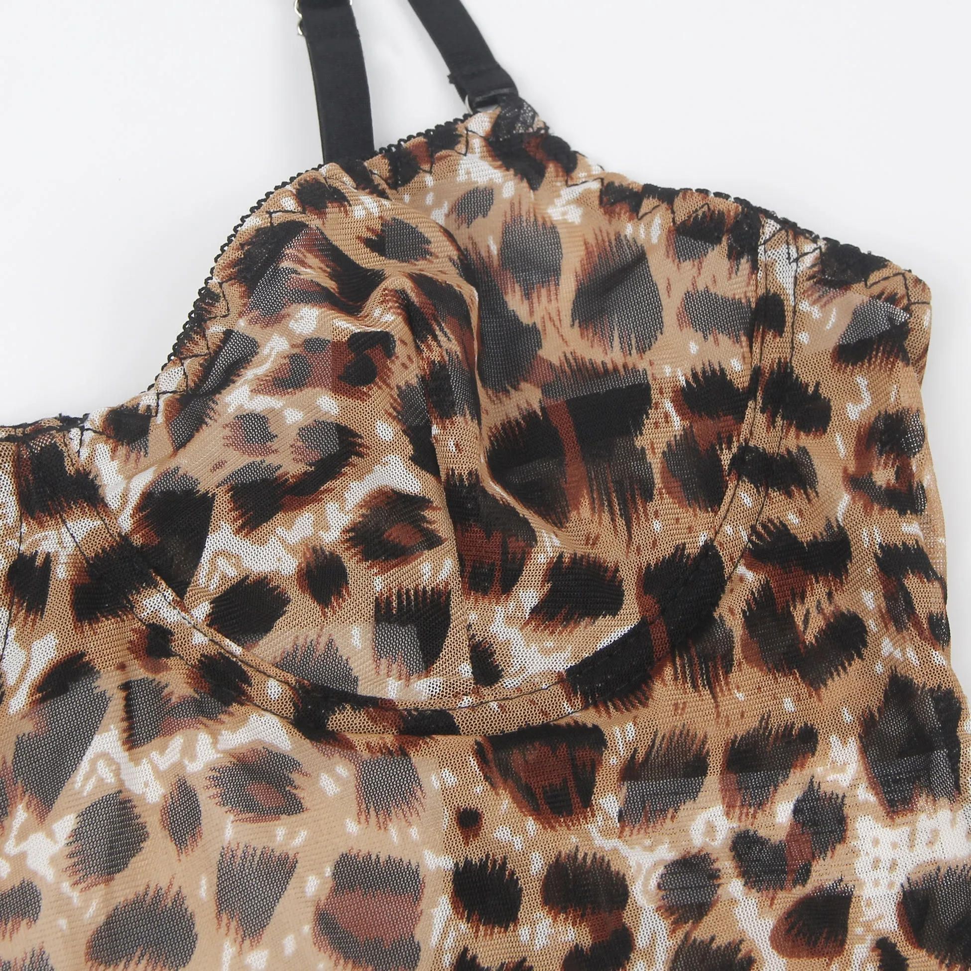Sexy Leopard Egypt Print Strappy Bondage Bodysuit