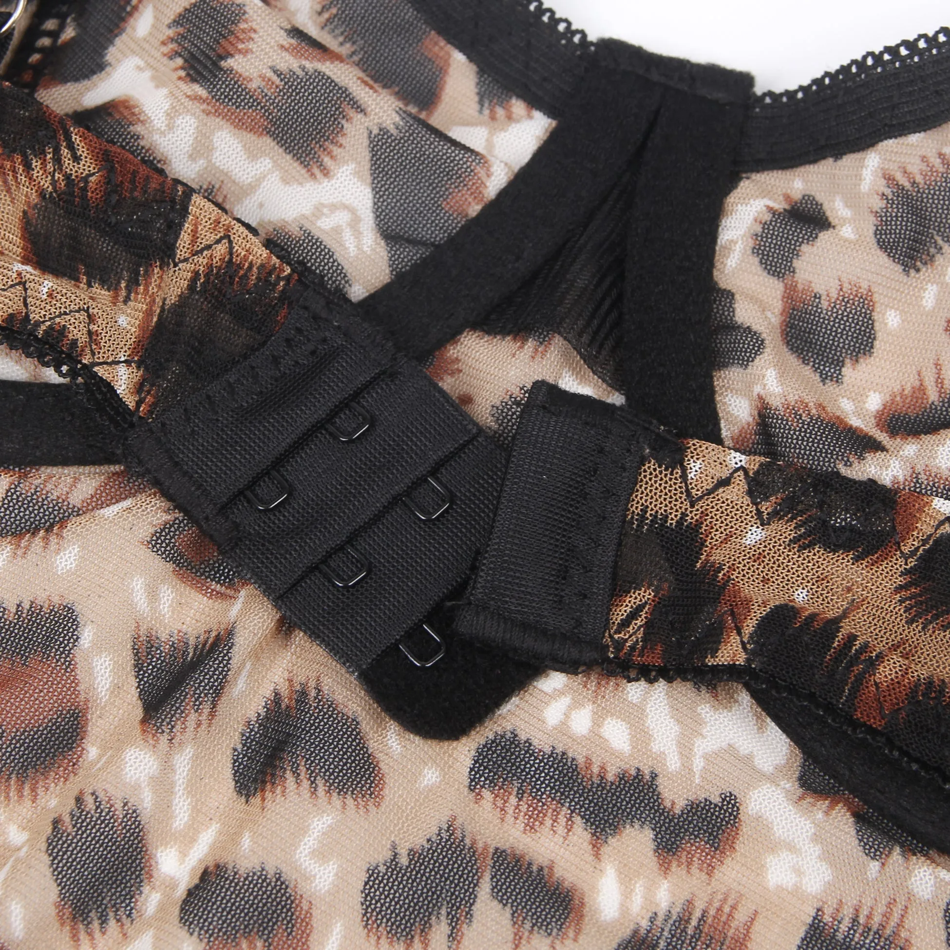Sexy Leopard Egypt Print Strappy Bondage Bodysuit