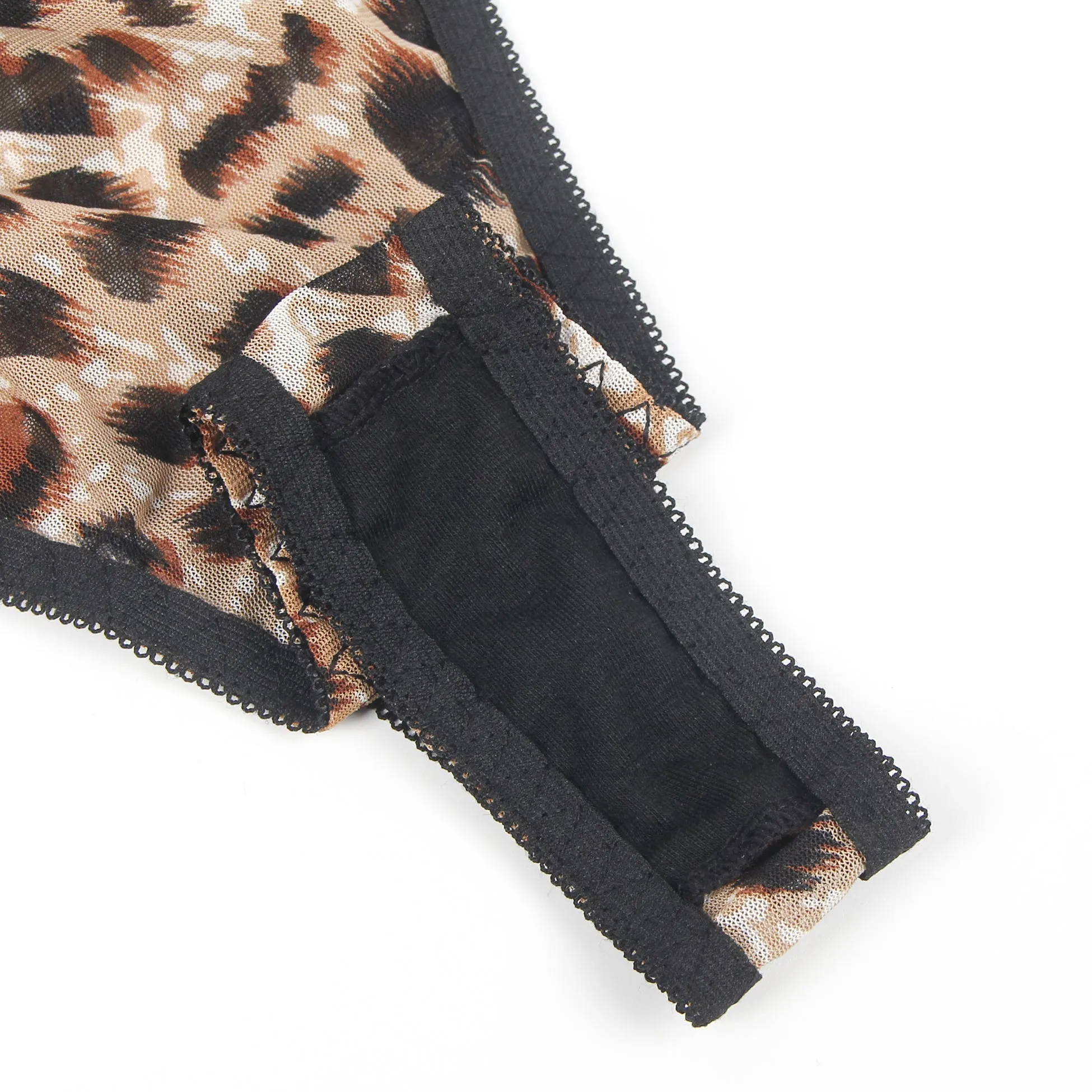 Sexy Leopard Egypt Print Strappy Bondage Bodysuit