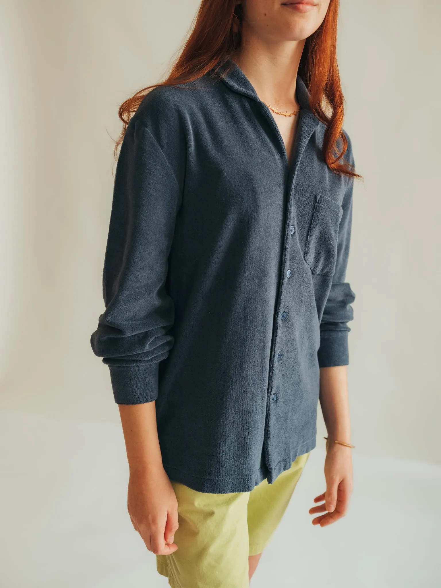 SHIRT LONG SLEEVE TERRY BLUE NAVY