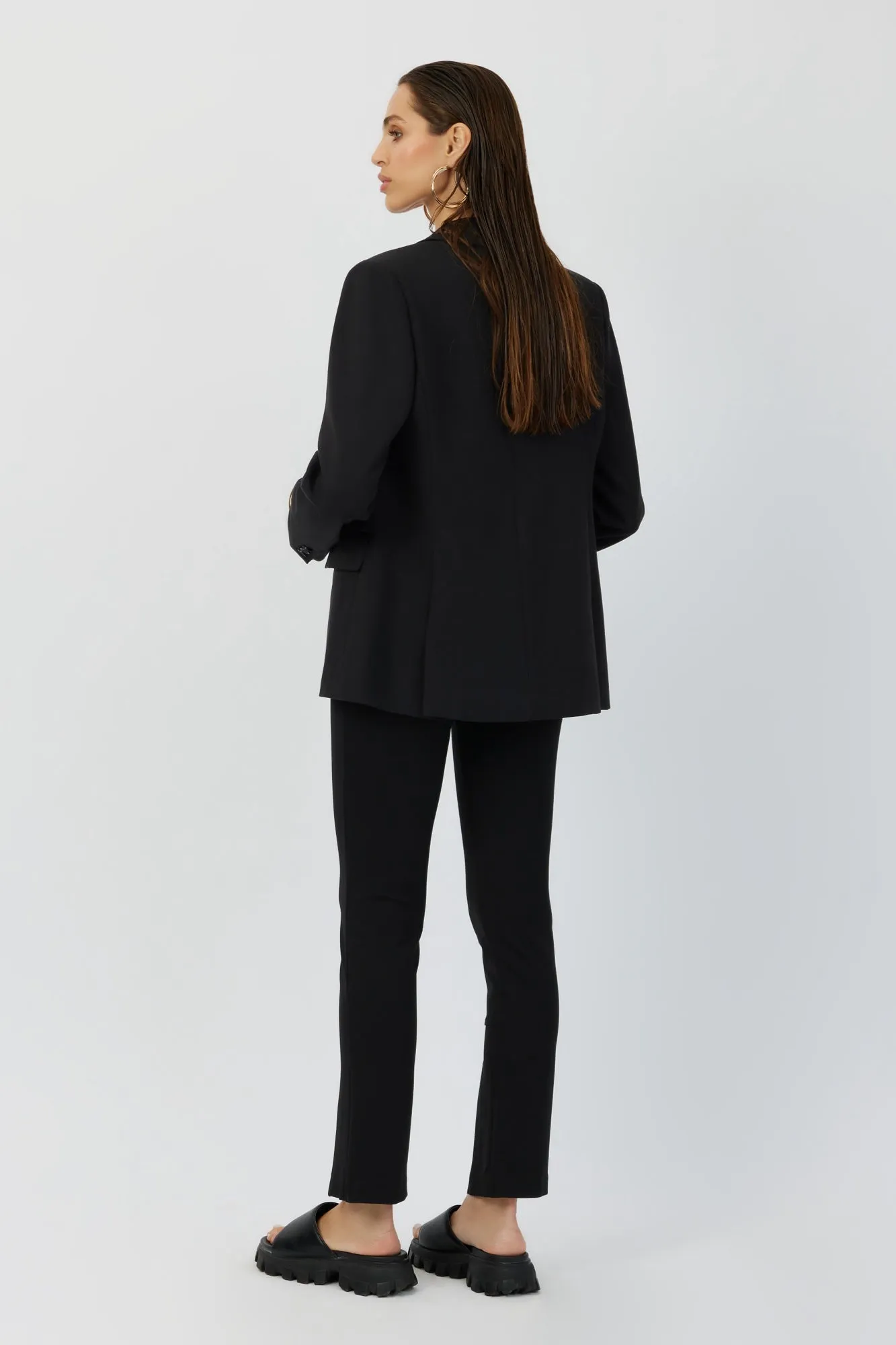 The Mulberry - Black Double-Breasted Viscose Blend Blazer