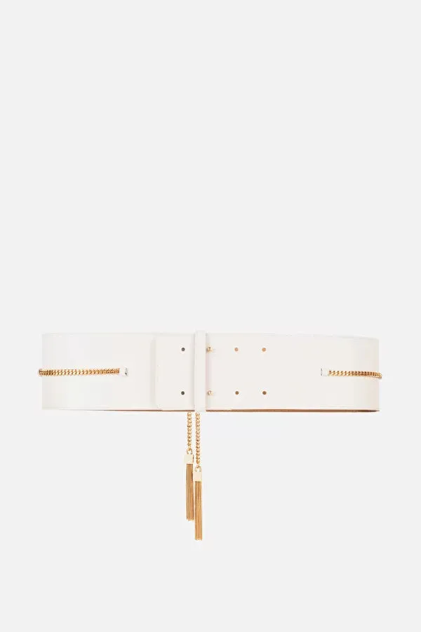 White high waist belt