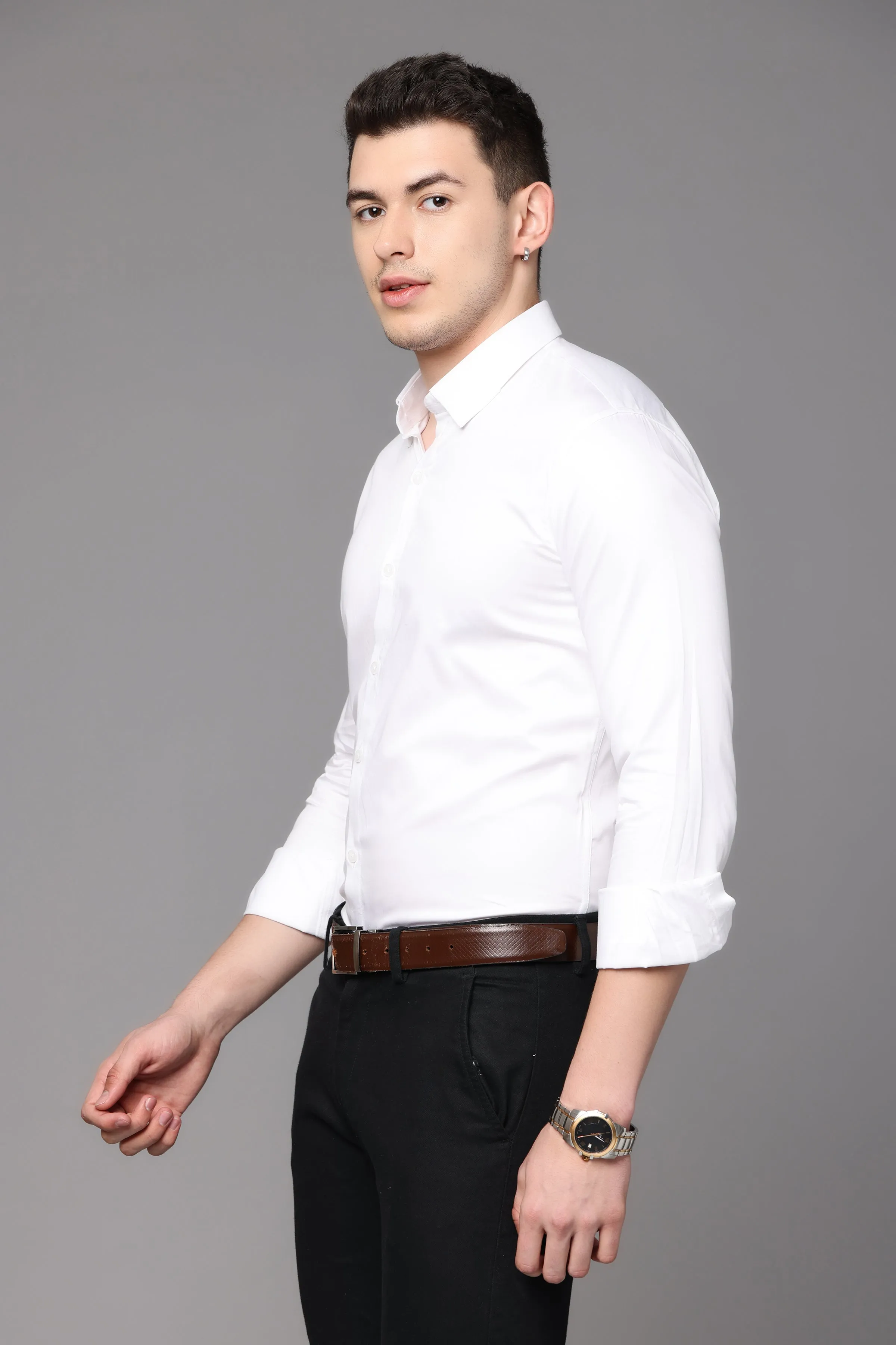 White Plain Slim Fit Shirt