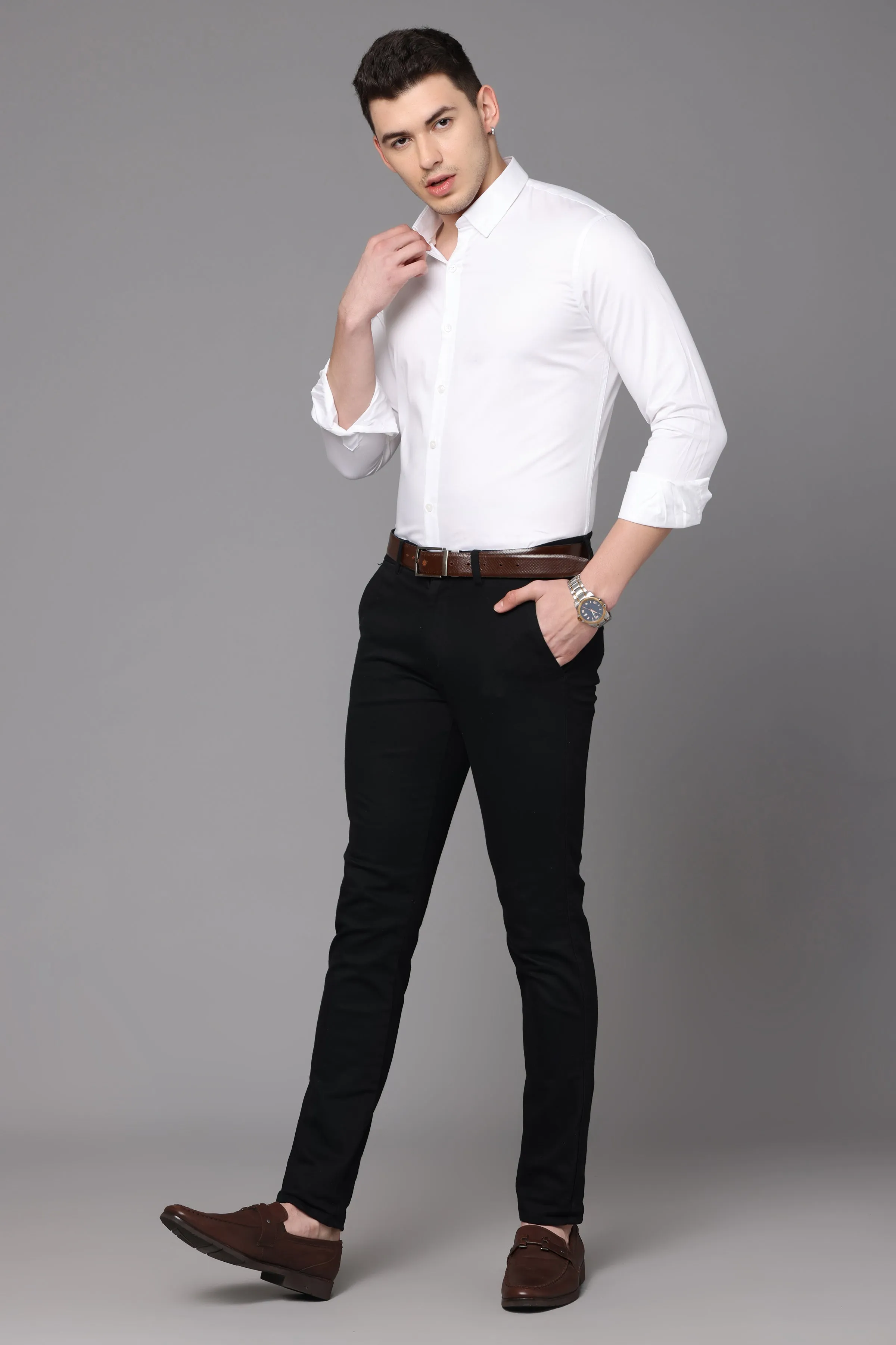 White Plain Slim Fit Shirt