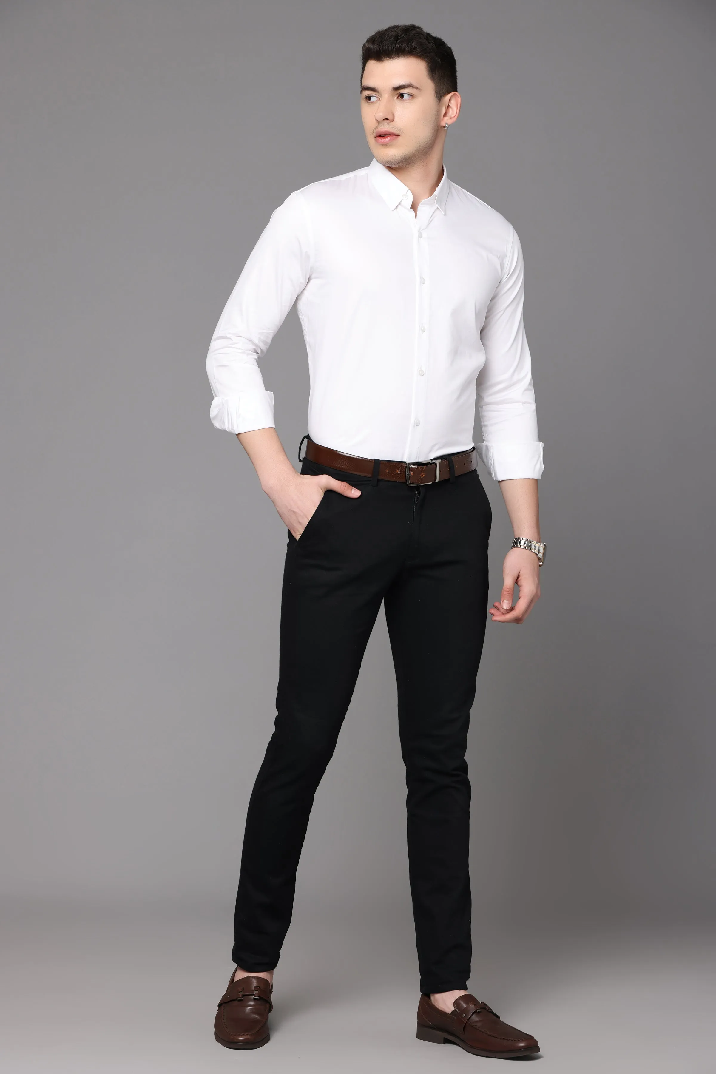 White Plain Slim Fit Shirt