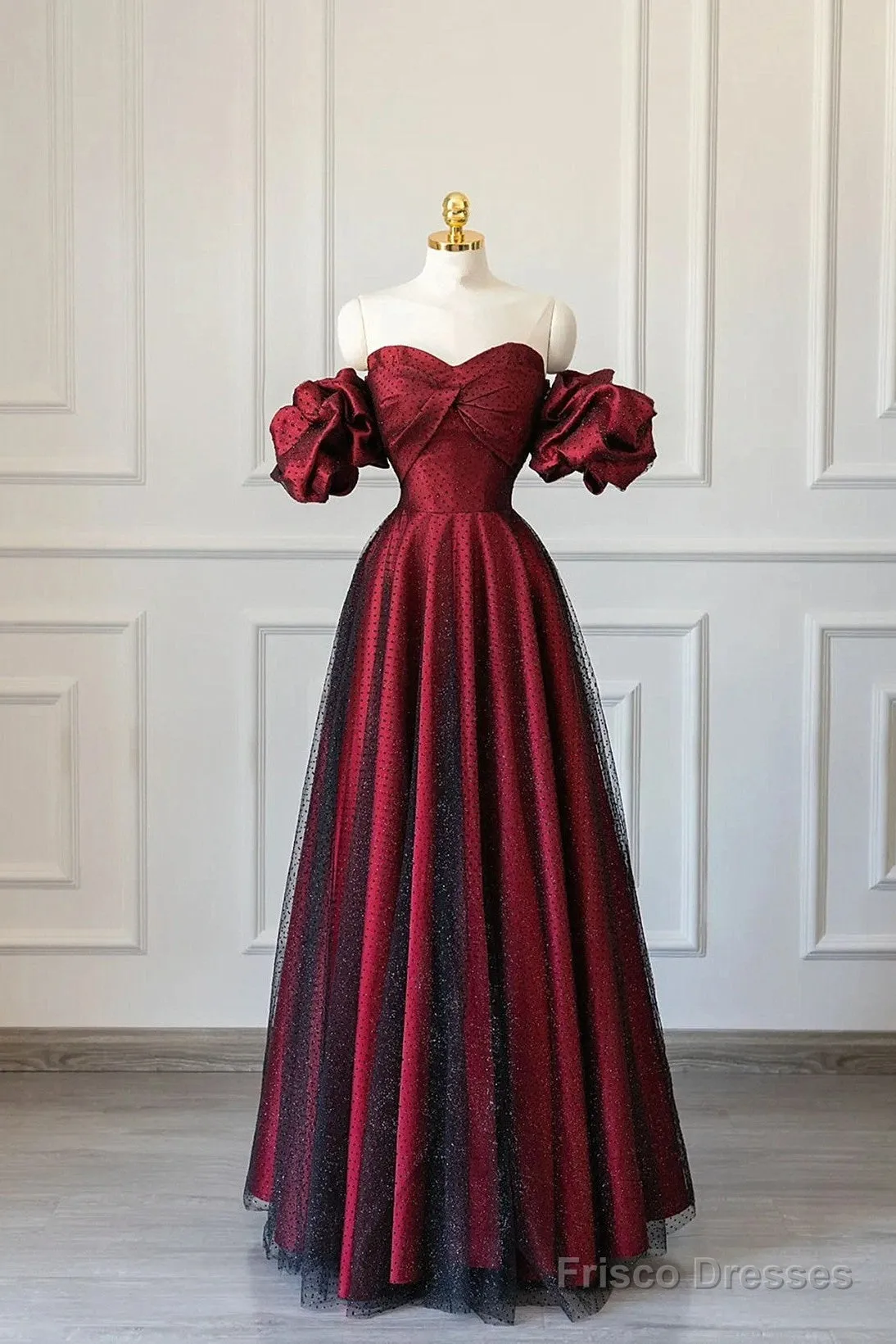 Wine Red Off Shoulder Long Formal Dress, Sweetheart Wine Red Formal Dress