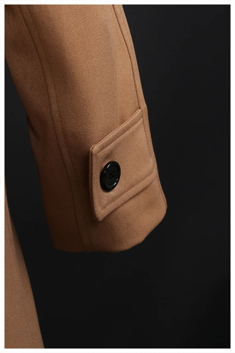 Women Mid Length Over knee Leather Wind Coat