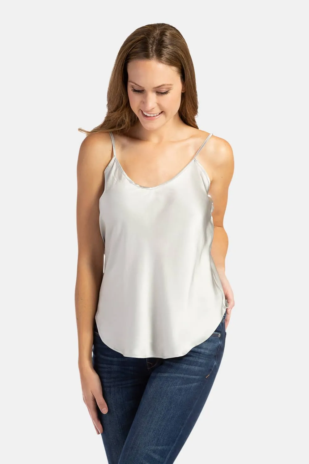 Women's 100% Pure Mulberry Silk Camisole with Adjustable Spaghetti Straps - OUTLET - FINAL SALE