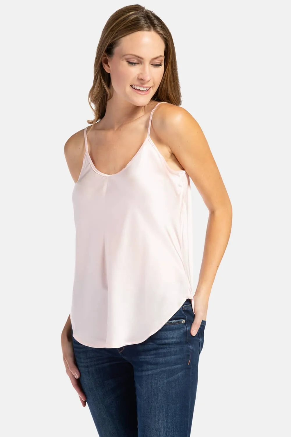 Women's 100% Pure Mulberry Silk Camisole with Adjustable Spaghetti Straps - OUTLET - FINAL SALE