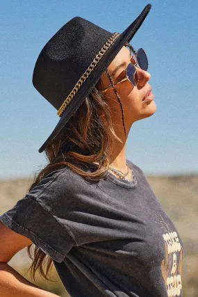 Womens Chain Wide Brim Hat
